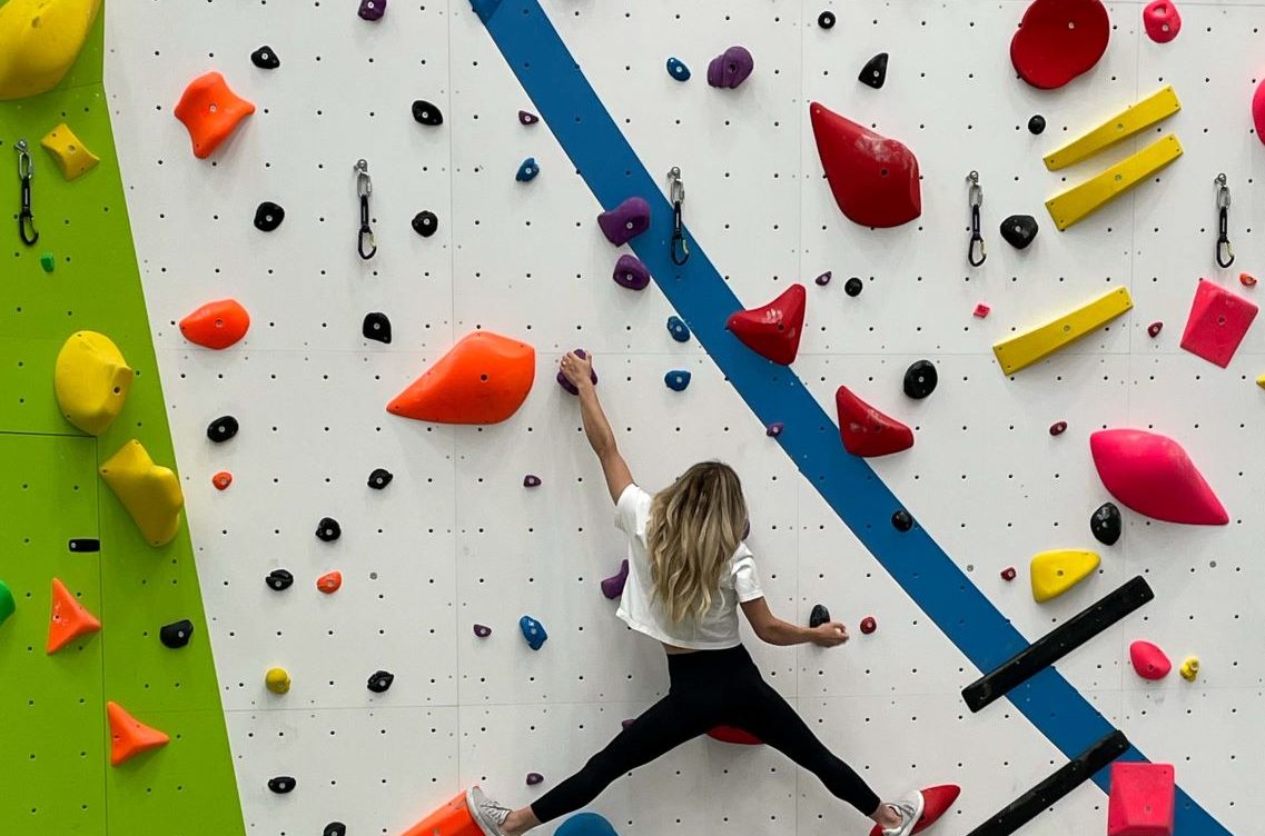 Shauna Coxsey trying out Summit Up walls for the first time.