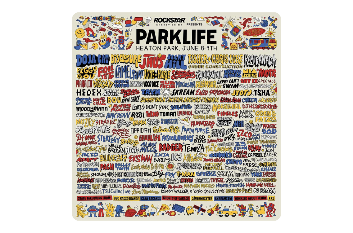 Poster image showing Parklife festival lineup for 2024