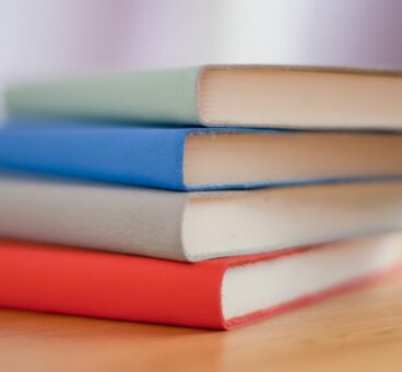 Pile of brightly coloured books