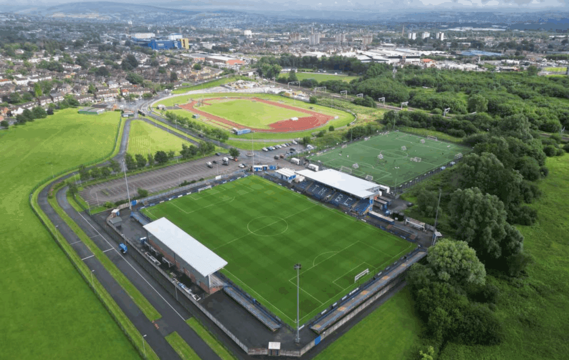 Aerial view of Tameside Stadium