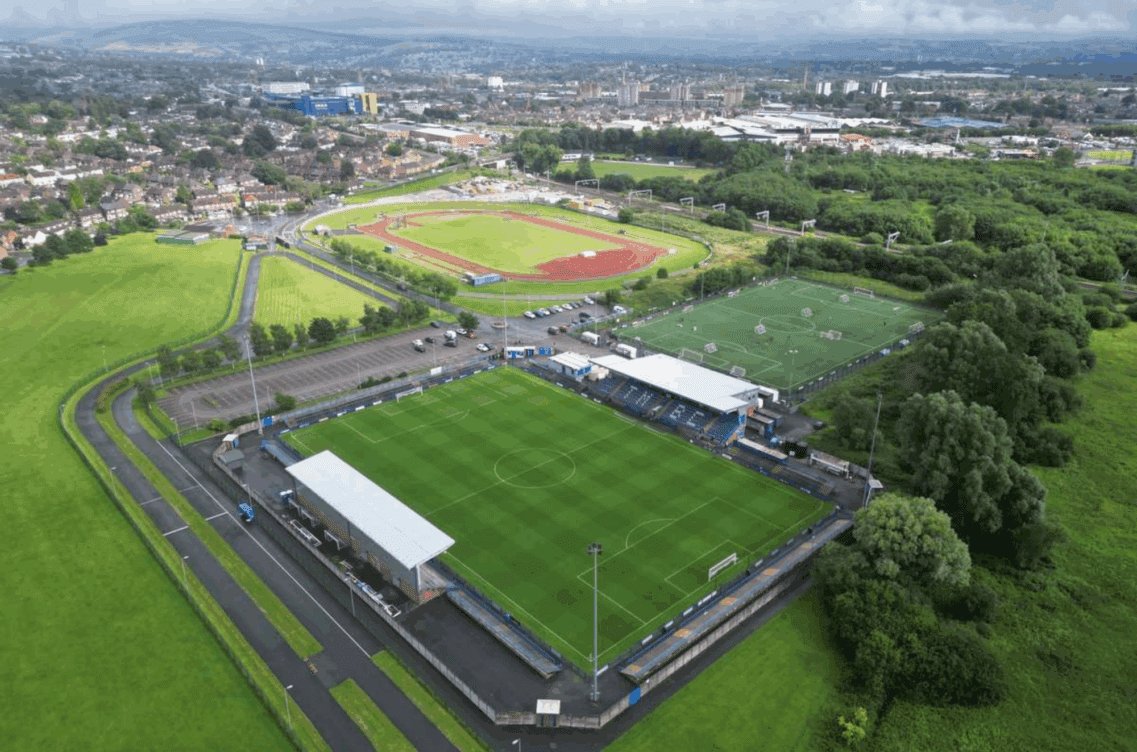 Aerial view of Tameside Stadium