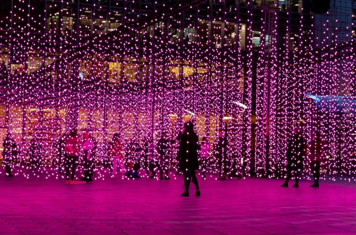 Beautiful Pink light curtain from Put the Big Light On