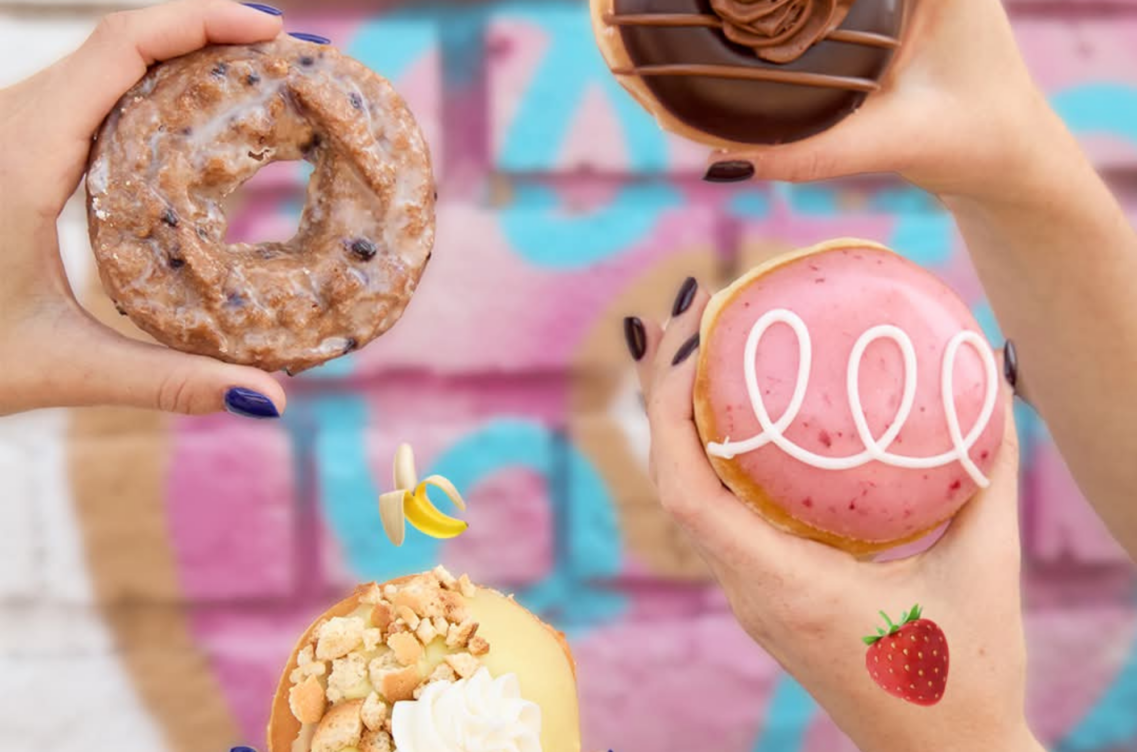 Krispy Kreme promotional image featuring glazed doughnuts